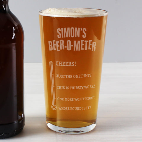 Personalised Beer-o-Meter Pint Glass