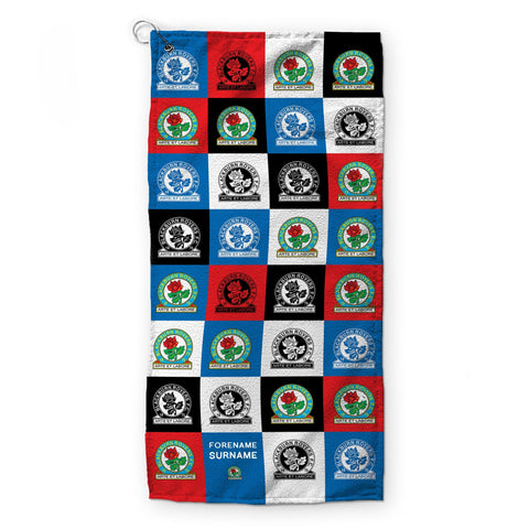 Personalised Blackburn Rovers Golf Towel - Chequered
