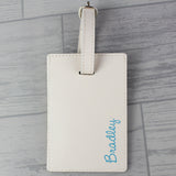 Personalised Blue Name Cream Luggage Tag