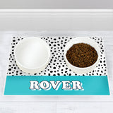 Personalised Blue Spots Dog Pet Bowl Mat