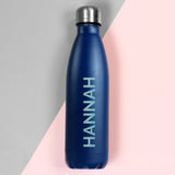 Personalised Bold Name Blue Metal Insulated Drinks Bottle