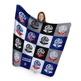 Personalised Bolton Wanderers Fleece Blanket - Chequered
