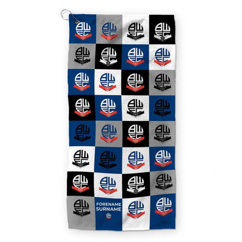Personalised Bolton Wanderers Golf Towel - Chequered