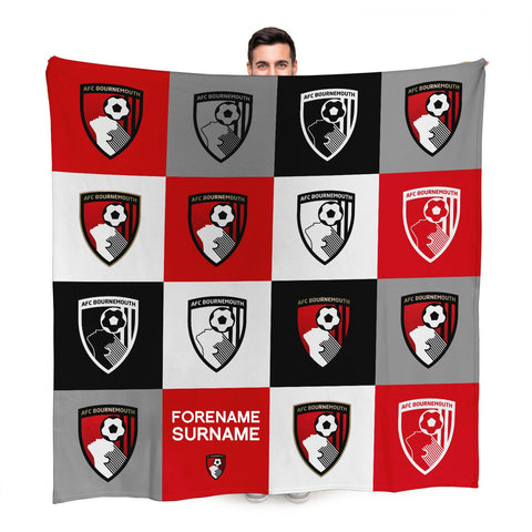 Personalised Bournemouth Fleece Blanket - Chequered
