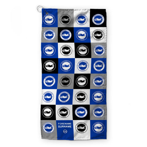 Personalised Brighton & Hove Albion Golf Towel - Chequered