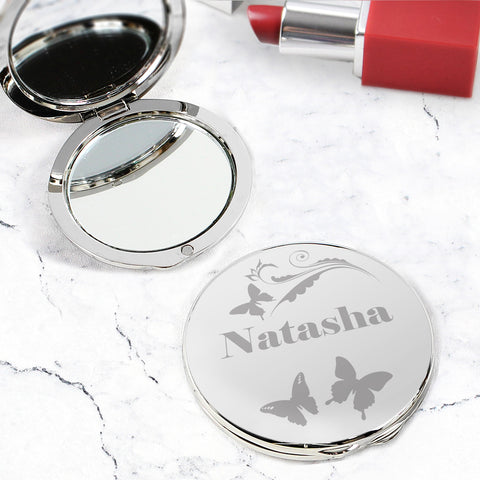 Personalised Butterfly Swirl Compact Mirror