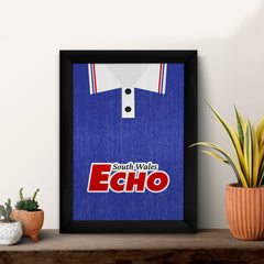 Personalised Cardiff - 1992 Home Shirt - A4 Metal Sign Plaque - Frame Options Available