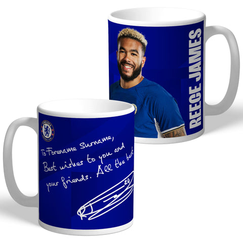 Personalised Chelsea FC James Autograph Mug