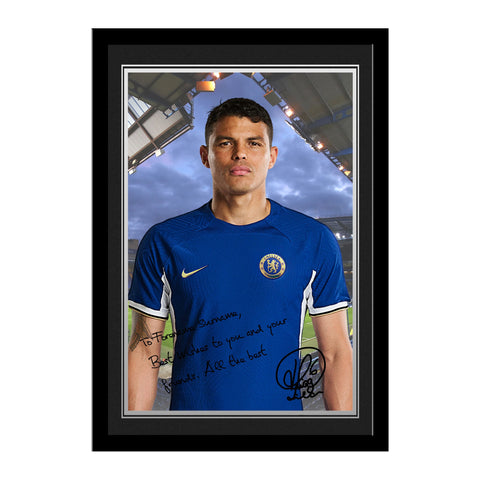 Personalised Chelsea FC Silva Autograph Photo Framed