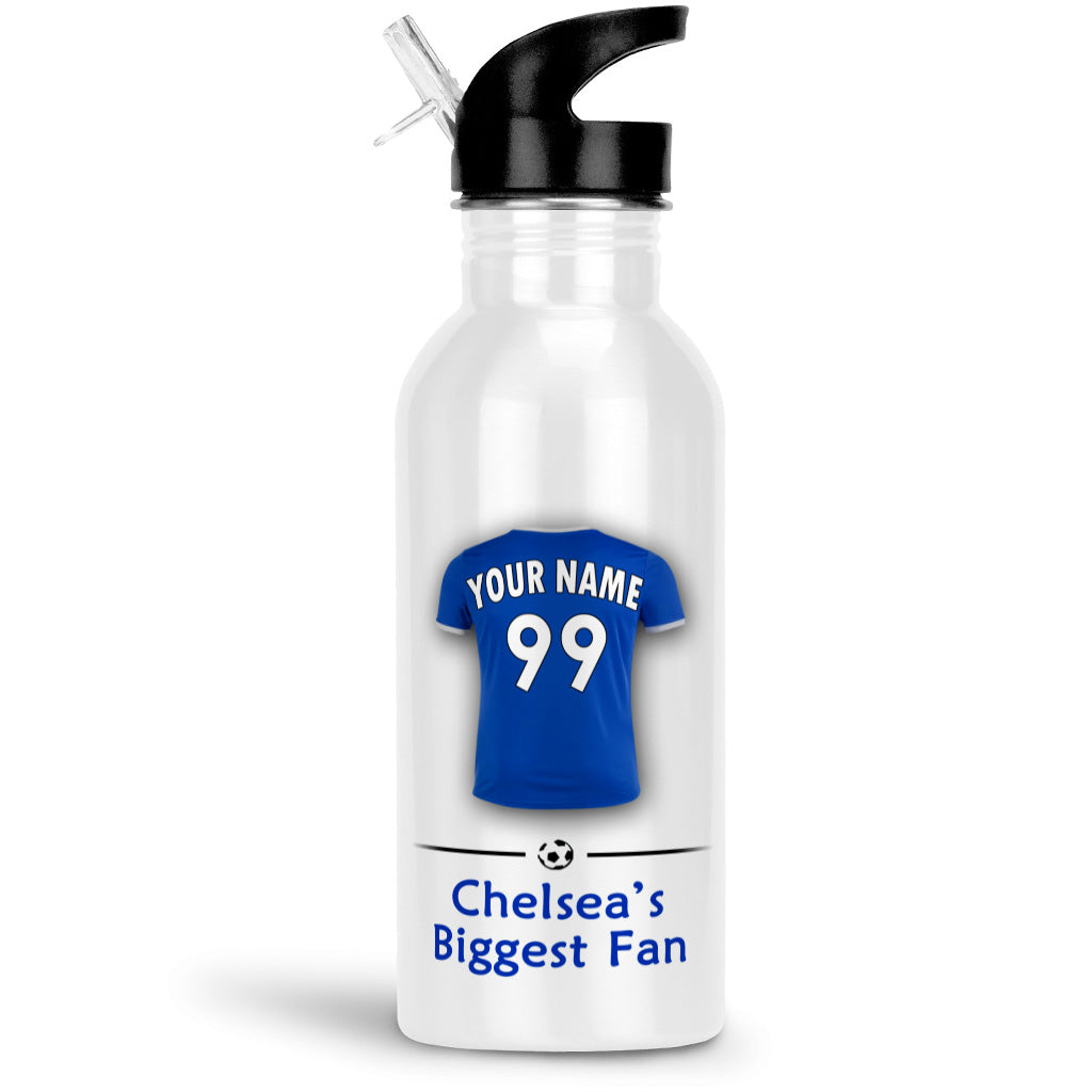 Personalised Chelsea Gym Fitness Bottle 600ml With Straw