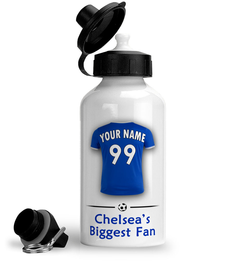 Personalised Chelsea Sports Water Bottle Aluminium With Carabiner 400ml