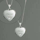 Personalised Children's Sterling Silver & Cubic Zirconia Heart Locket Necklace