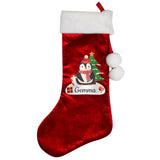 Personalised Christmas Penguin Red Stocking