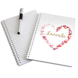 Personalised Confetti Hearts A5 Notebook