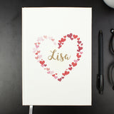 Personalised Confetti Hearts A5 Notebook