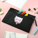 Personalised Cute Cat Black Pencil Case