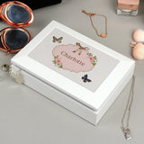 Personalised Delicate Butterfly White Jewellery Box