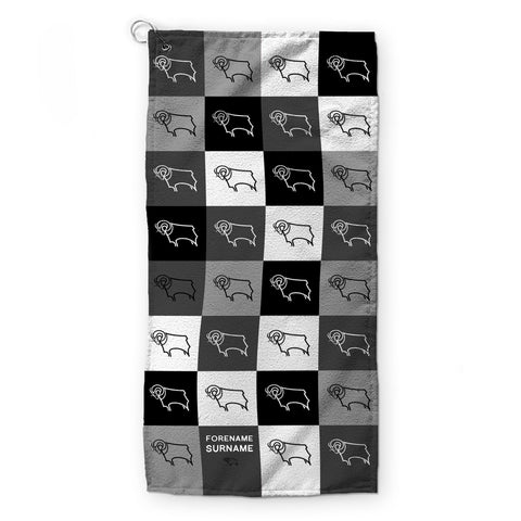 Personalised Derby County Golf Towel - Chequered