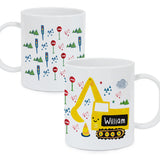 Personalised Digger Plastic Mug