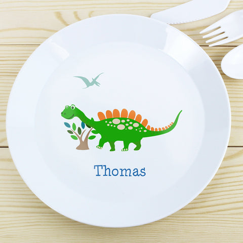 Personalised Dinosaur Plastic Plate