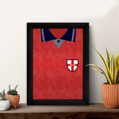 Personalised England - 1990 Away Shirt - A4 Metal Sign Plaque - Frame Options Available