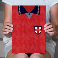 Personalised England - 1990 Away Shirt - A4 Metal Sign Plaque - Frame Options Available
