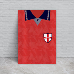 Personalised England - 1990 Away Shirt - A4 Metal Sign Plaque - Frame Options Available