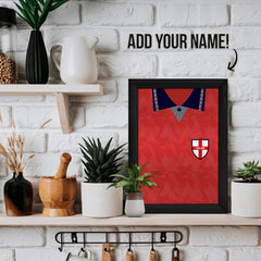 Personalised England - 1990 Away Shirt - A4 Metal Sign Plaque - Frame Options Available