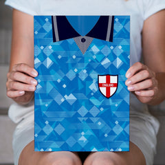 Personalised England - 1990 Third Shirt - A4 Metal Sign Plaque - Frame Options Available