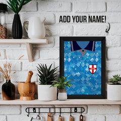 Personalised England - 1990 Third Shirt - A4 Metal Sign Plaque - Frame Options Available