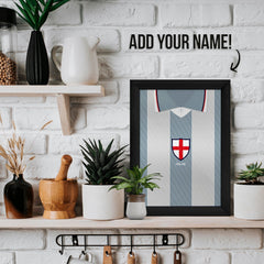 Personalised England - 1996 Away Shirt - A4 Metal Sign Plaque - Frame Options Available