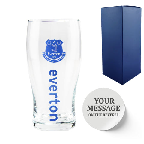 Personalised Everton FC Pint Glass. Gift Boxed
