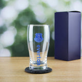 Personalised Everton FC Pint Glass. Gift Boxed