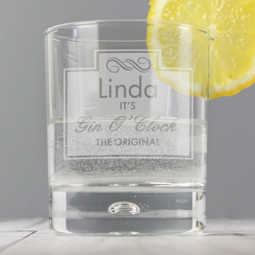 Personalised Gin O'Clock Tumbler Bubble Glass