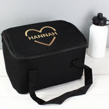 Personalised Gold Heart Black Lunch Bag