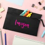 Personalised Gold Heart Black Pencil Case