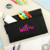 Personalised Gold Heart Black Pencil Case