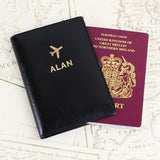 Personalised Gold Name Black Passport Holder