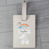 Personalised Hessian Elephant Cream Luggage Tag