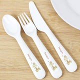 Personalised Hessian Giraffe 3 Piece Plastic Cutlery Set