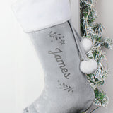 Personalised Holly Grey Christmas Stocking