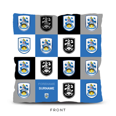 Personalised Huddersfield Town Cushion - Chequered (18 inches)