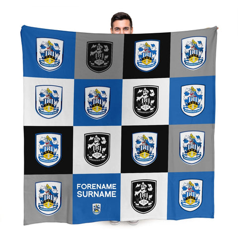 Personalised Huddersfield Town Fleece Blanket - Chequered