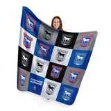 Personalised Ipswich Town Fleece Blanket - Chequered