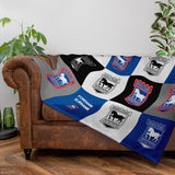 Personalised Ipswich Town Fleece Blanket - Chequered