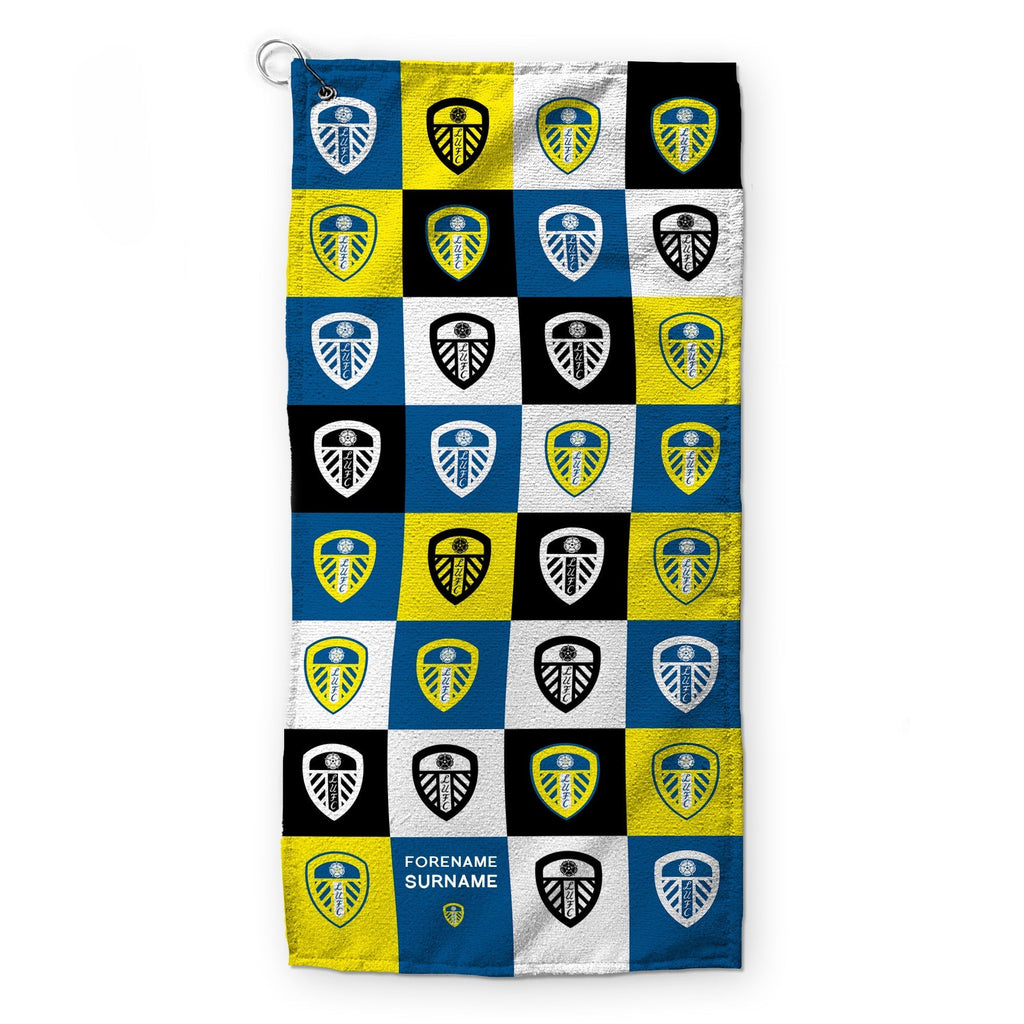 Personalised Leeds United Golf Towel - Chequered