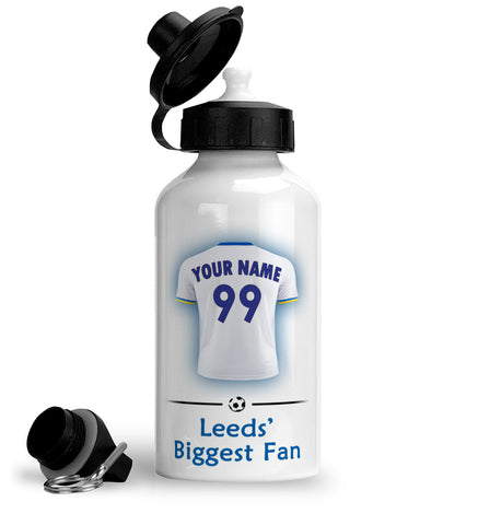 Personalised Leeds United Sports Water Bottle Aluminium With Carabiner 400ml
