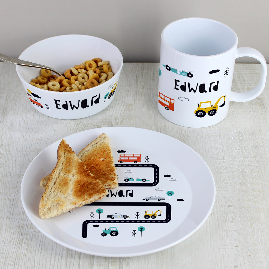 Personalised Little Car Plastic Breakfast Set