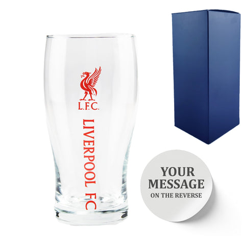 Personalised Liverpool FC Pint Glass. Gift Boxed