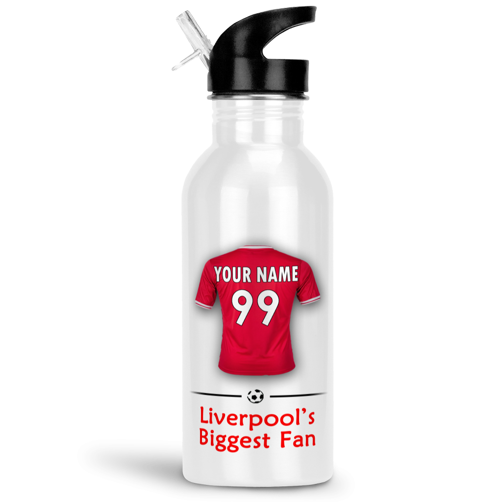 Personalised Liverpool Gym Fitness Bottle 600ml With Straw